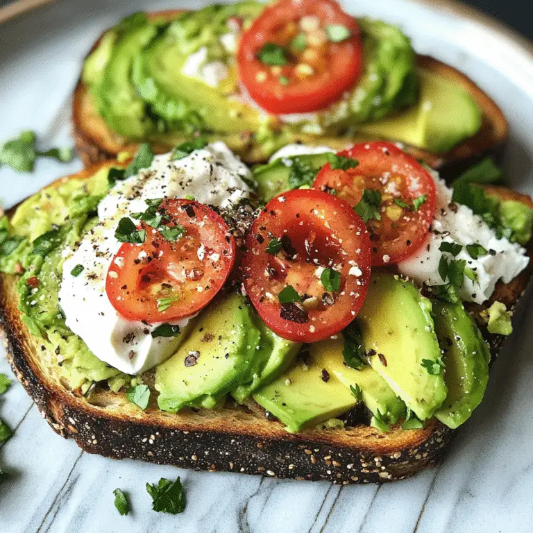 Avocado Toast – Das ultimative Frühstück für gesunden Genuss 9 Avocado Toast mit cremiger Avocado, Burrata, Tomaten und frischen Kräutern auf rustikalem Sauerteigbrot