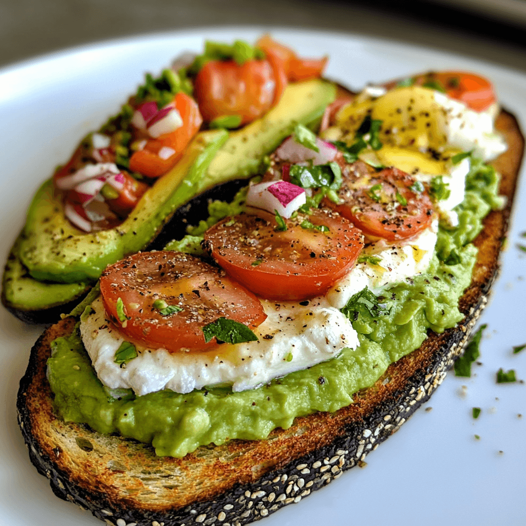 Avocado Toast – Das ultimative Frühstück für gesunden Genuss 7 Zwei kreative Varianten von Avocado Toast: mit Tomaten, Mozzarella, Salsa und roten Zwiebeln