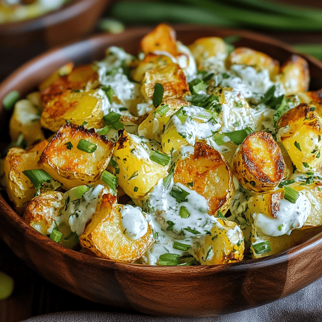 Knuspriger Kartoffelsalat – Das ultimative Rezept für Geschmack und Textur 6 Kartoffelsalat mit Röstaromen und frischem Kräuter-Dip