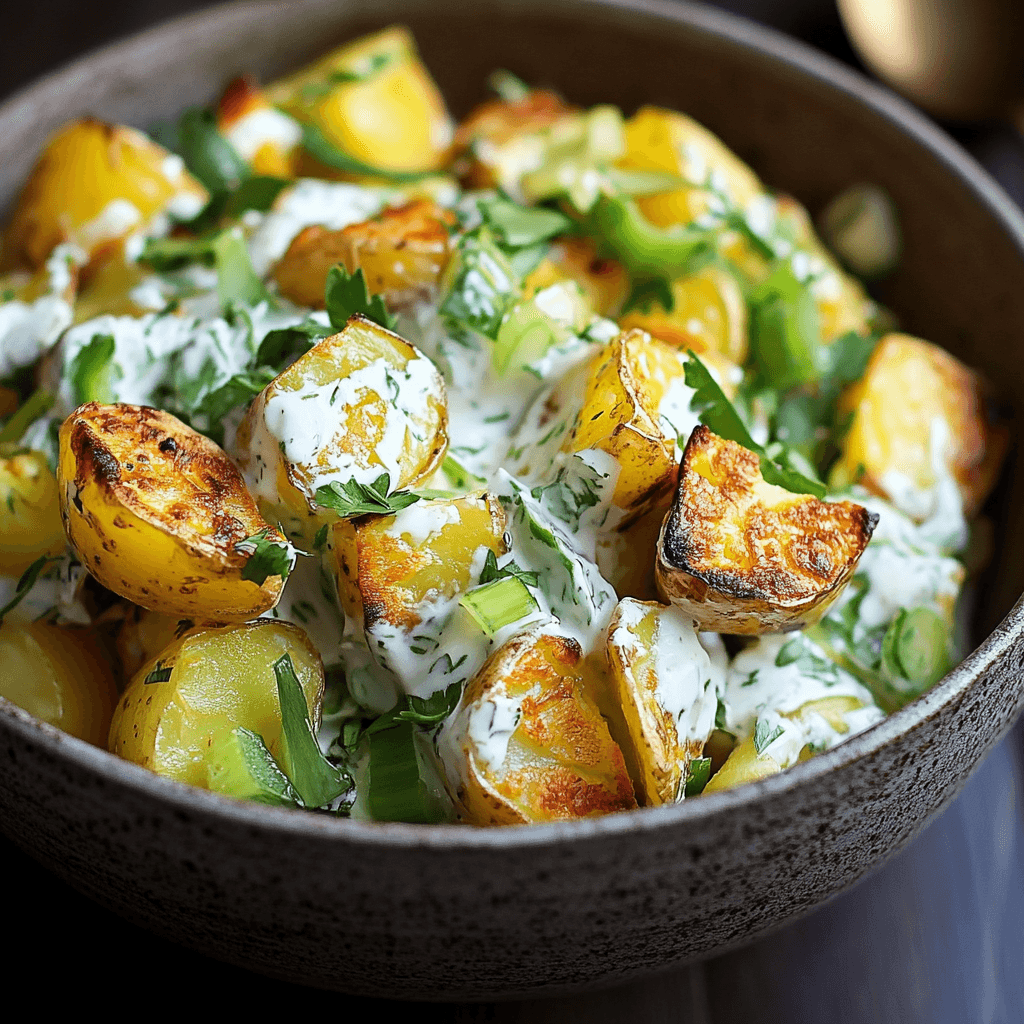 Knuspriger Kartoffelsalat – Das ultimative Rezept für Geschmack und Textur 8 Gebratener Kartoffelsalat mit cremigem Kräuterdressing