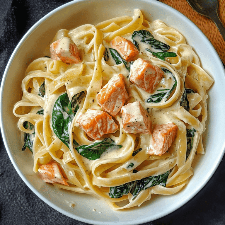 Nudeln in Lachs Sahne Soße mit Spinat - Garden Crafter