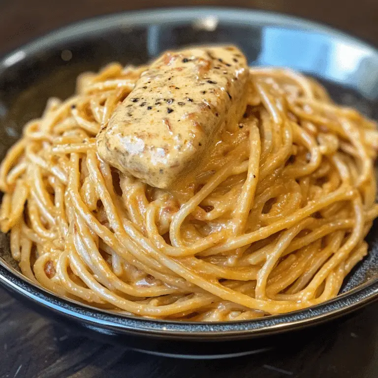 Nudeln mit Kirschtomaten: Das Beste Rezept für Sommergenuss 9 Cremige Nudeln mit Kirschtomaten und Gewürzbutter auf schwarzem Teller