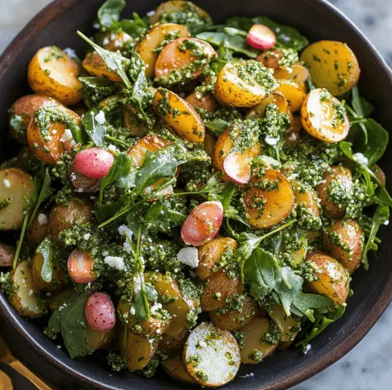 Rucola-Pesto-Kartoffelsalat – Das beste Sommergericht mit mediterraner Frische 6 Rucola-Pesto-Kartoffelsalat mit frischen Drillinge, Radieschen und selbstgemachtem Pesto
