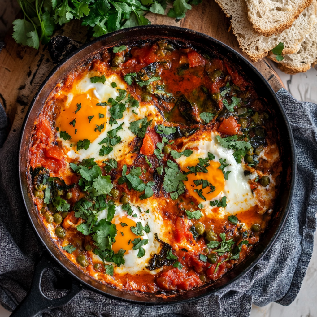 Shakshuka-Rezept Vegan – Die beste pflanzliche Variante des Klassikers 7 shakshuka-rezept-vegan mit grünen erbsen, tomaten und tofu als eiersatz