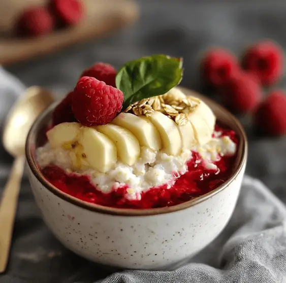 Eiweißreicher Hirsebrei mit Himbeeren