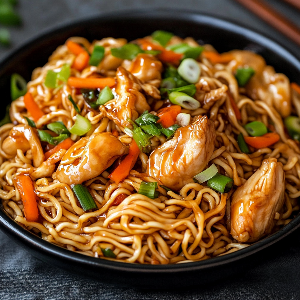 Chinesisch gebratene Nudeln – Das ultimative Rezept und Guide für Zuhause 7 Authentische chinesisch gebratene Nudeln mit Hähnchenfilet, Frühlingszwiebeln und Karotten in Sojasauce