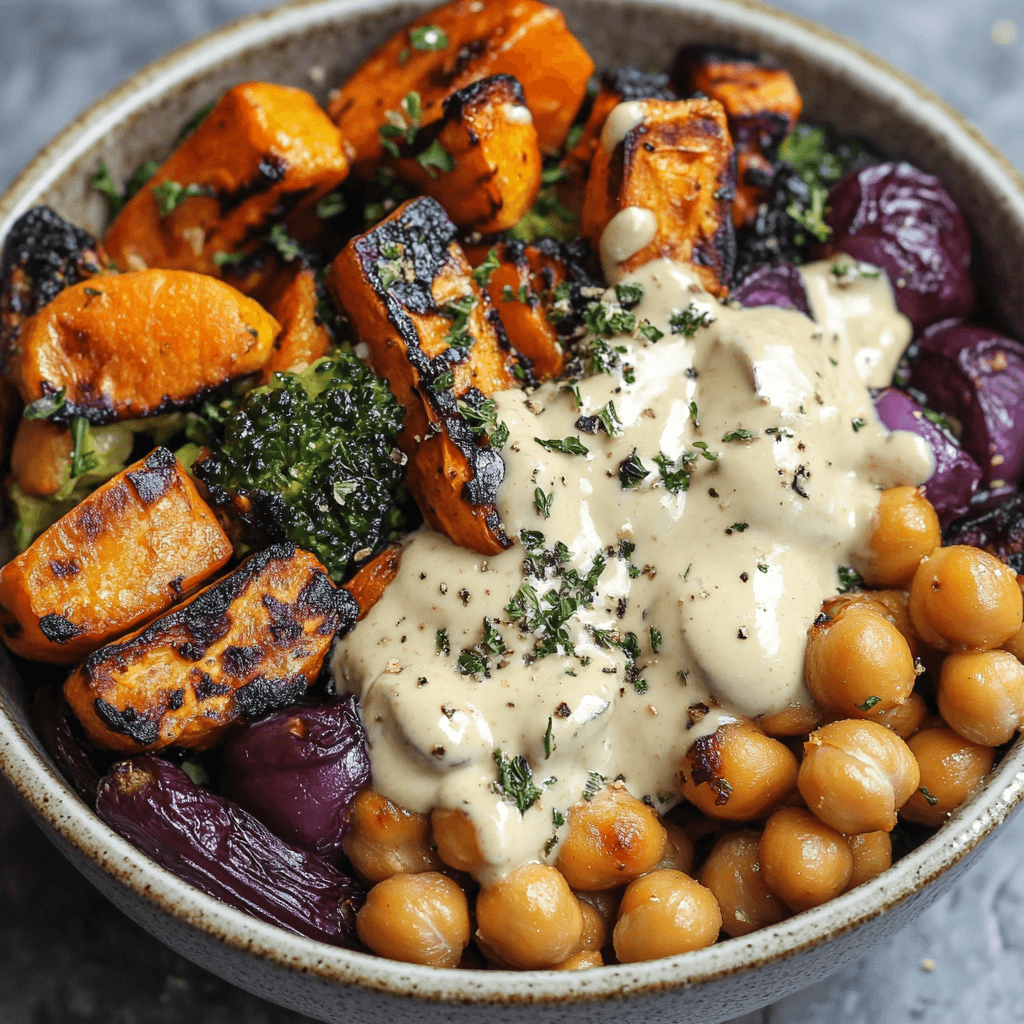 Gebratene Gemüse und Kichererbsenschalen – Das Beste Rezept für ein gesundes Gericht voller Geschmack 7 Knusprige Kichererbsen und gebratenes Gemüse mit cremiger Sauce