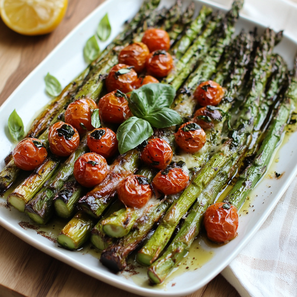 Gebratener Caprese Spargel – Das Beste Rezept mit Burrata & Tomaten 7 Gebratener Spargel Caprese mit Tomaten, Basilikum und Zitrone