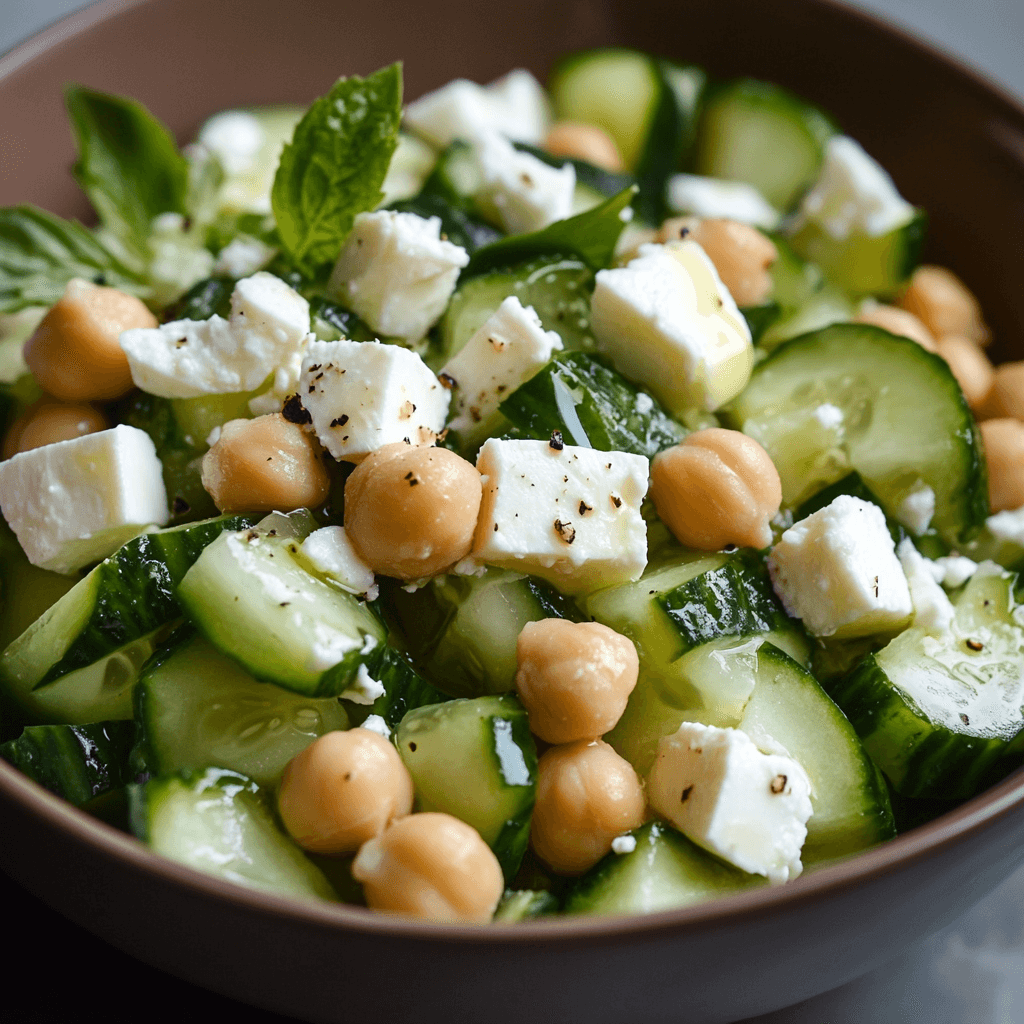 Gurkensalat mit Feta und Kichererbsen – Das Beste Sommerrezept für gesunde Ernährung 7 Proteinreicher Sommersalat mit Kichererbsen, Gurken, Feta und Minze