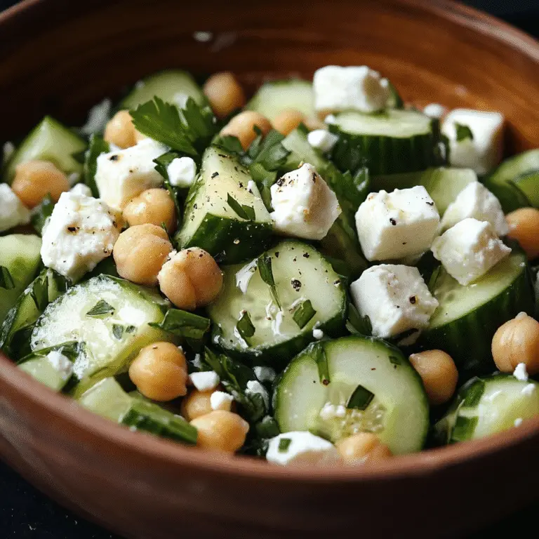 Gurkensalat mit Feta und Kichererbsen: Das ultimative Sommerrezept für gesunde Genießer 9 Mediterraner Gurkensalat mit Feta und Kichererbsen im Close-up