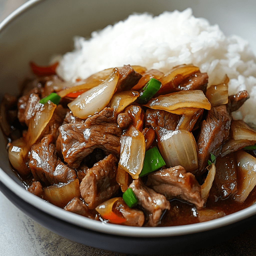 Chinesisches Rindfleisch mit Zwiebeln