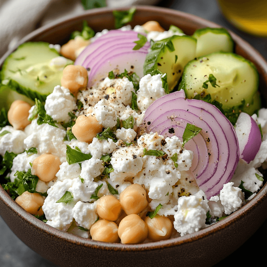 Hüttenkäse Kichererbsen Salat