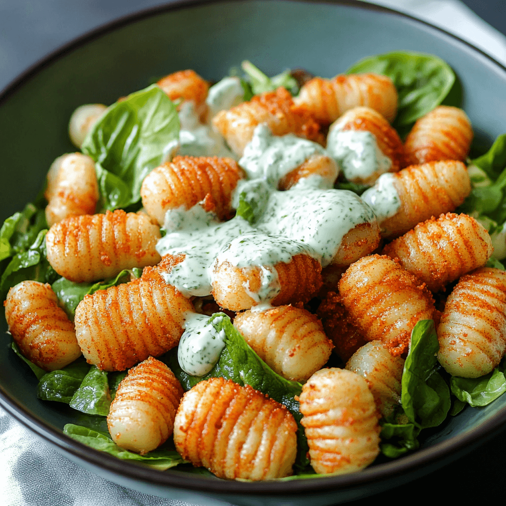 Knuspriger Gnocchi-Salat mit Joghurt-Dressing