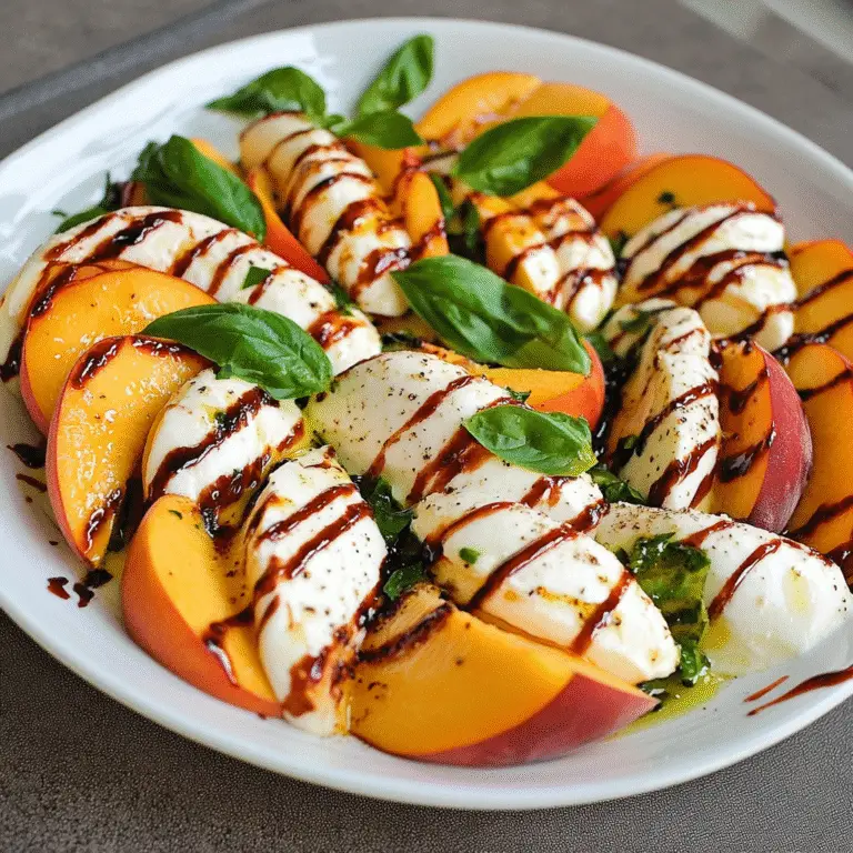 Pfirsich Caprese Salat: Das ultimative Sommerrezept für frische Genussmomente 9 Pfirsich Caprese Salat mit Mozzarella, Basilikum und Balsamico