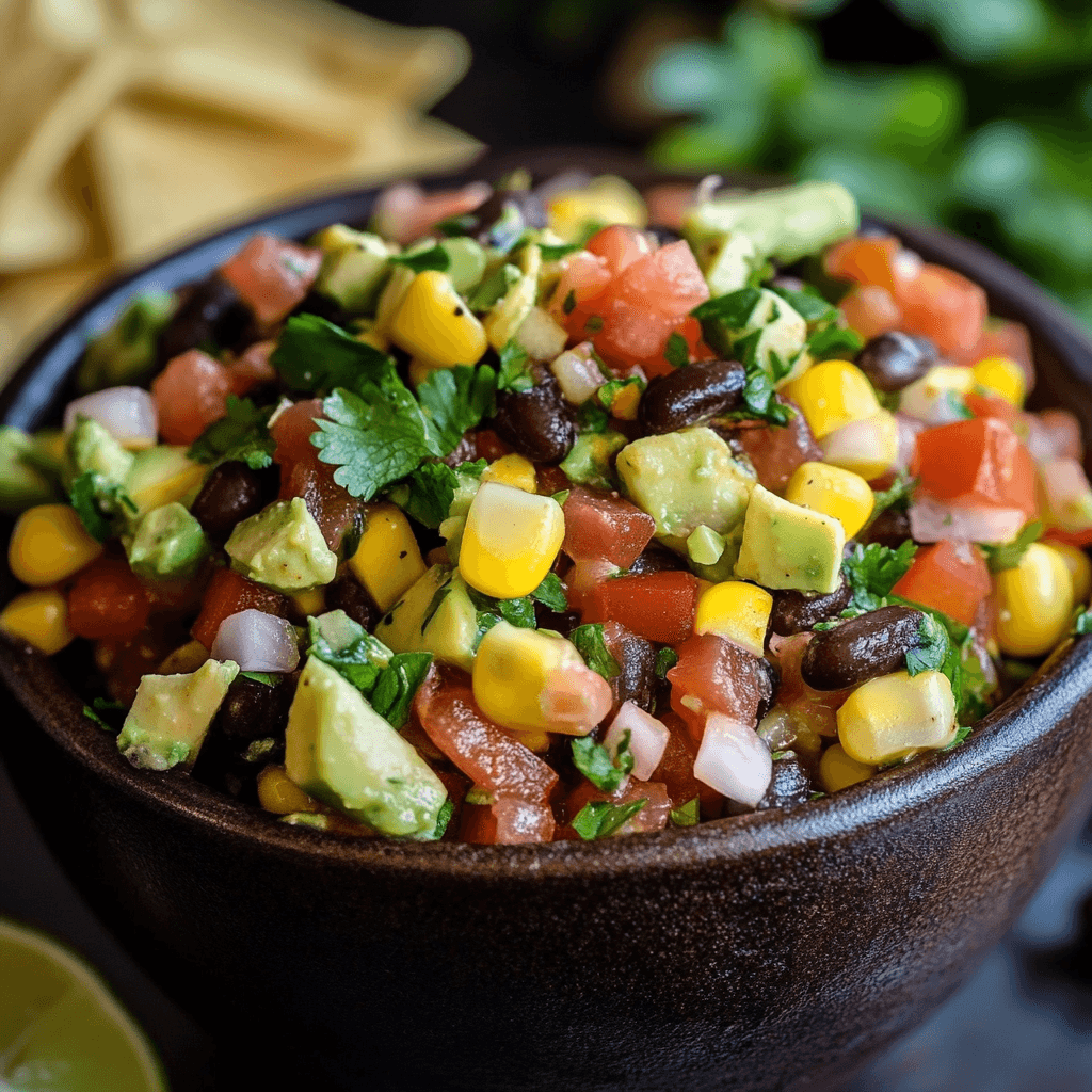 Scharfer Cowboy Kaviar: Die ultimative Rezeptidee für deinen Grillabend 8 Servierfertiger Cowboy Kaviar mit Nachos und Avocadowürfeln in Glas