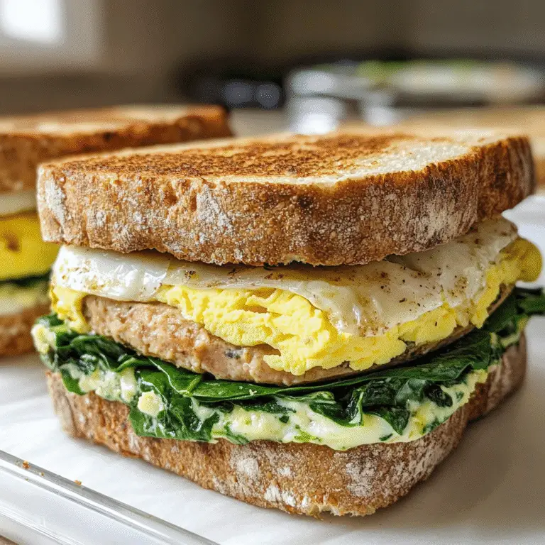 Spinat Ei Sandwiches zur Vorbereitung einer Mahlzeit: Das ultimative gesunde Frühstück 9 Frisch zubereitetes Spinat Ei Sandwich auf Vollkornbrot zur Vorbereitung einer gesunden Mahlzeit