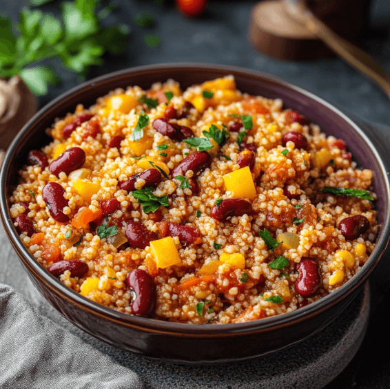 Couscous-Pfanne mit Tomaten und Kidneybohnen – Das perfekte schnelle & gesunde Rezept 9 Couscous-Pfanne mit Tomaten und Kidneybohnen