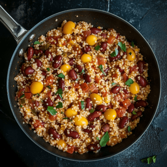 Couscous-Pfanne mit Tomaten und Kidneybohnen – Das perfekte schnelle & gesunde Rezept 8 Couscous-Pfanne mit Tomaten und Kidneybohnen – Das perfekte schnelle & gesunde Rezept