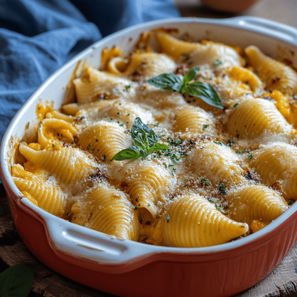 Gemütliche gefüllte Muscheln mit Butternusskürbis