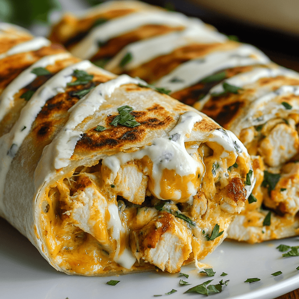 Käsige Knoblauch Hähnchen Wraps