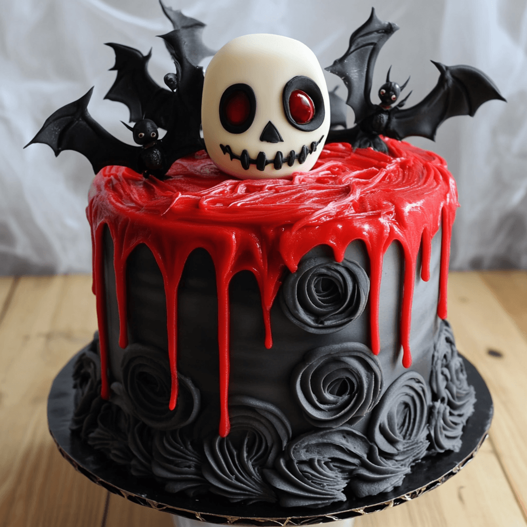 Horror-Kuchen-Rezept (Schwarz-rote Scream-Masken-Torte)