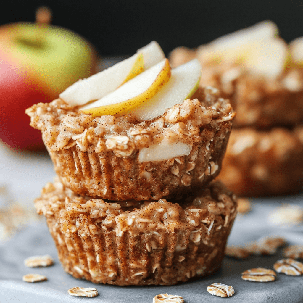 Gesunde gebackene Apfel Zimt Haferflocken Törtchen