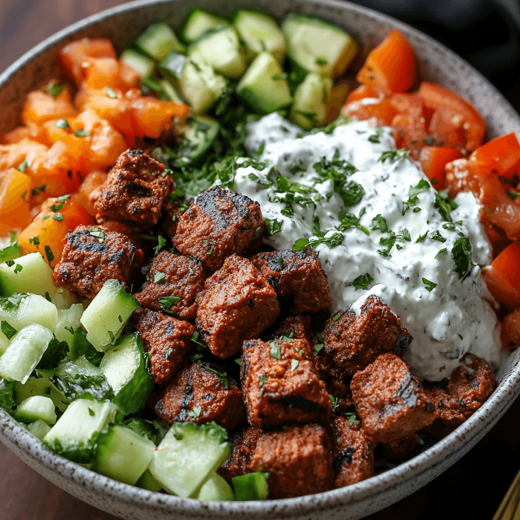 Kebab-Bowl mit hohem Eiweißgehalt