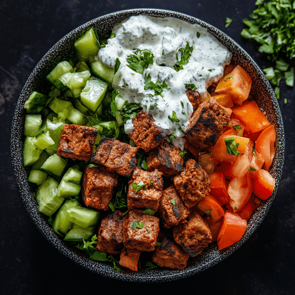Kebab-Bowl mit hohem Eiweißgehalt – Das ultimative Fitness-Rezept für Muskelaufbau und Genuss 8 Kebab-Bowl mit hohem Eiweißgehalt – Das ultimative Fitness-Rezept für Muskelaufbau und Genuss