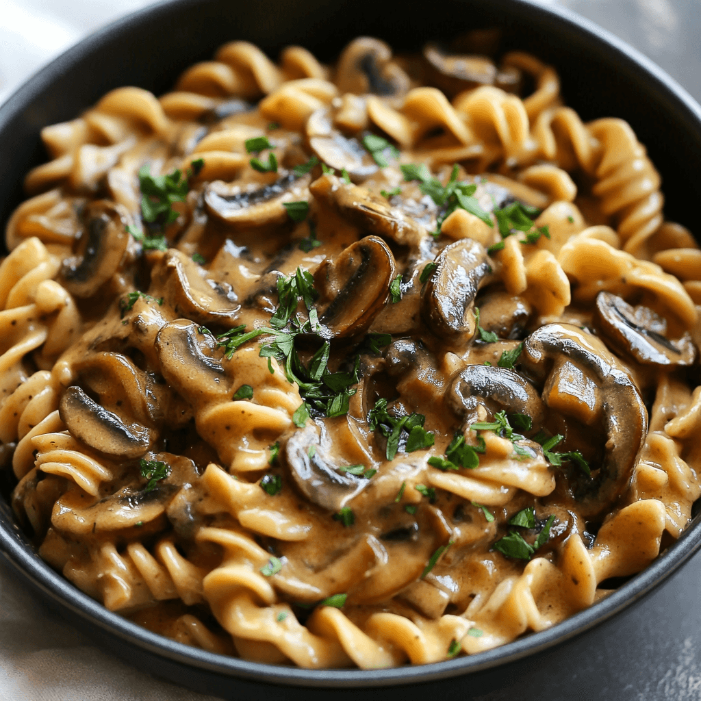 Ein Topf Pilz Stroganoff