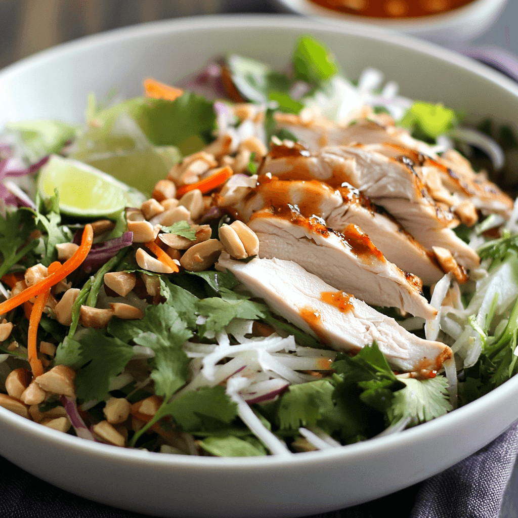 Einfacher pochierter Hühnersalat mit Nuoc Mam-Dressing