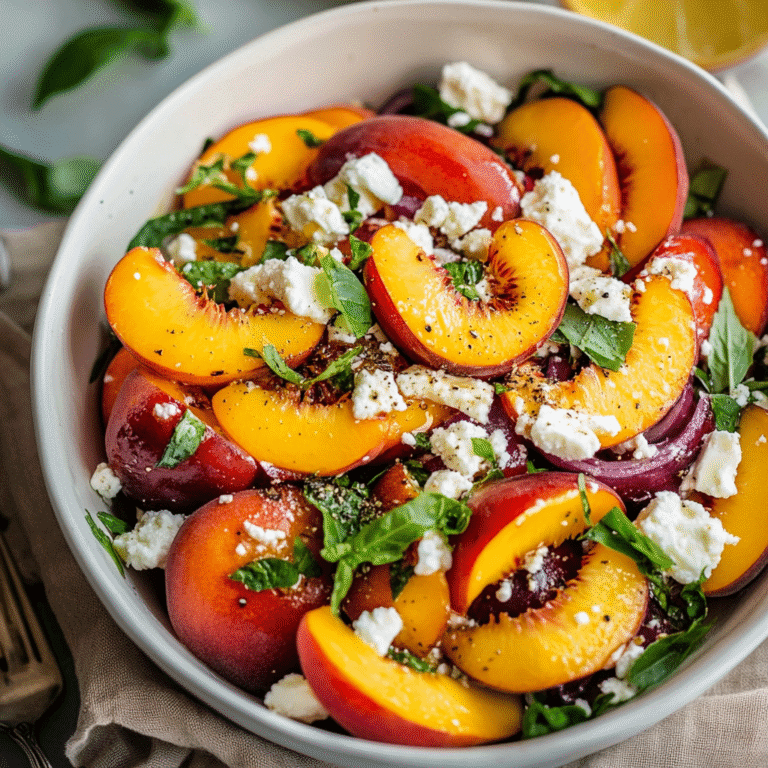 Einfacher Pfirsich Feta Salat: Sommerlicher Genuss mit frischen Zutaten 9 Einfacher Pfirsich Feta Salat