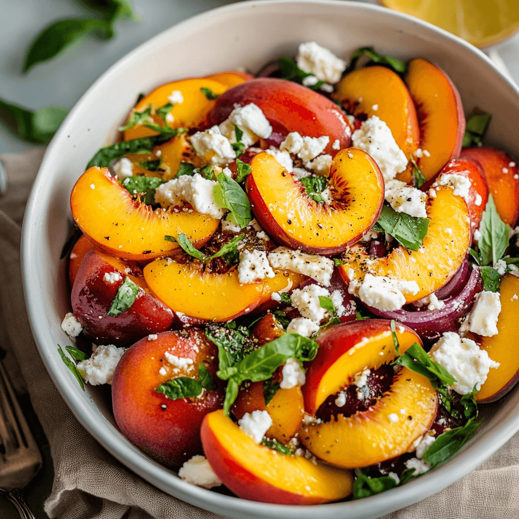 Einfacher Pfirsich Feta Salat