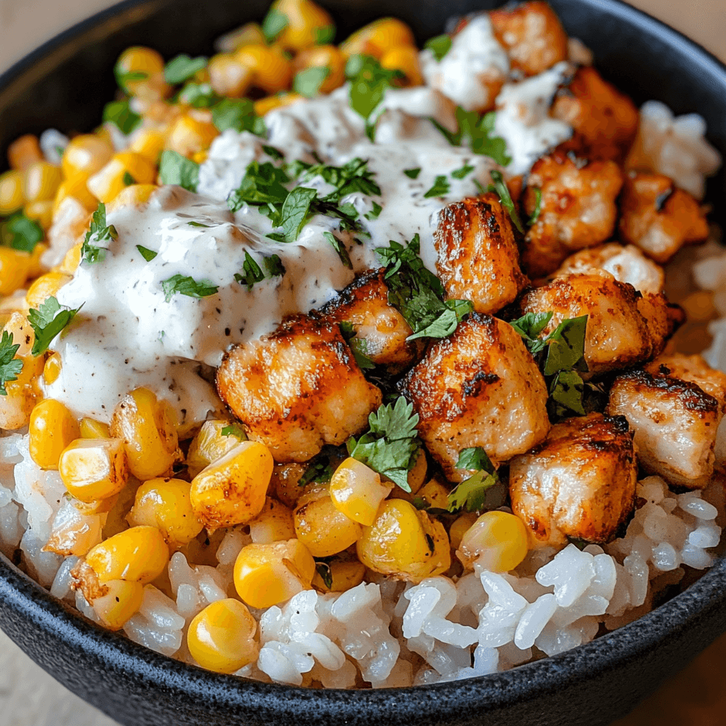 Street Corn Hähnchen Reis Bowl