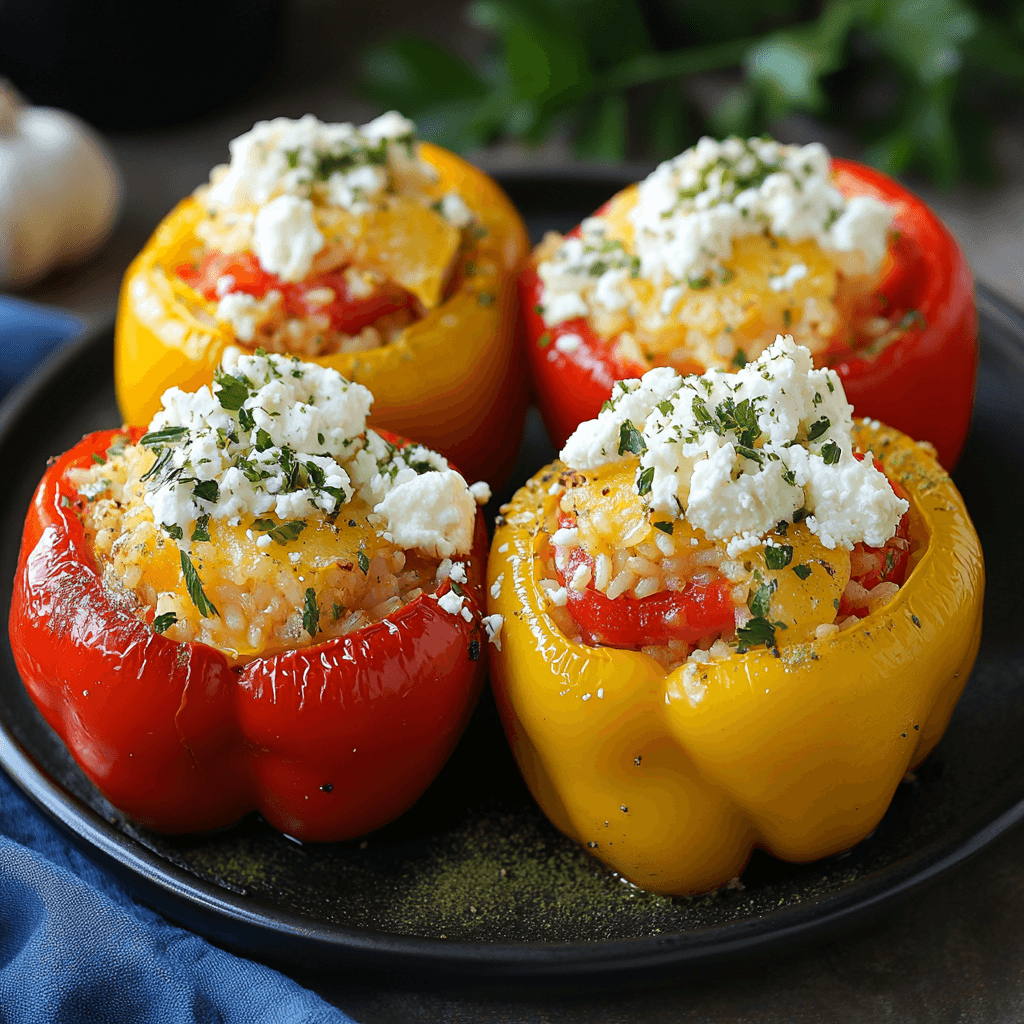 Gefüllte Paprika mit Reis & Feta
