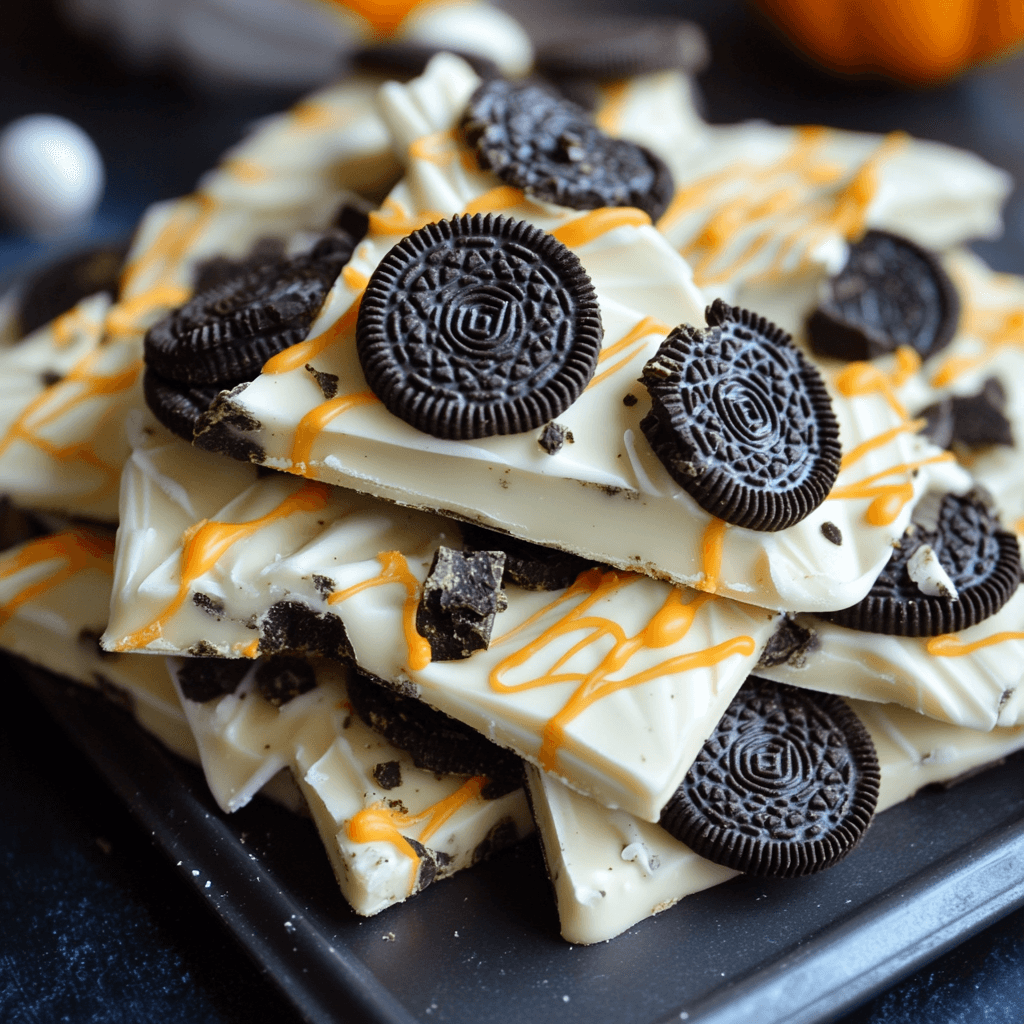 Weiße Schokolade Halloween Oreo Bark Bliss: Das ultimative Rezept für süße Halloweenfreude 7 Weiße Schokolade Halloween Oreo Bark Bliss: Das ultimative Rezept für süße Halloweenfreude