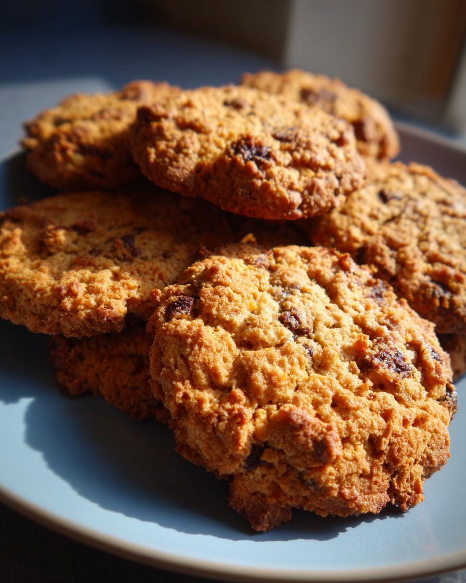Close-up of homemade Paprika-Käse-Cracker Low Carb on a blue plate, showing their texture and ingredients.