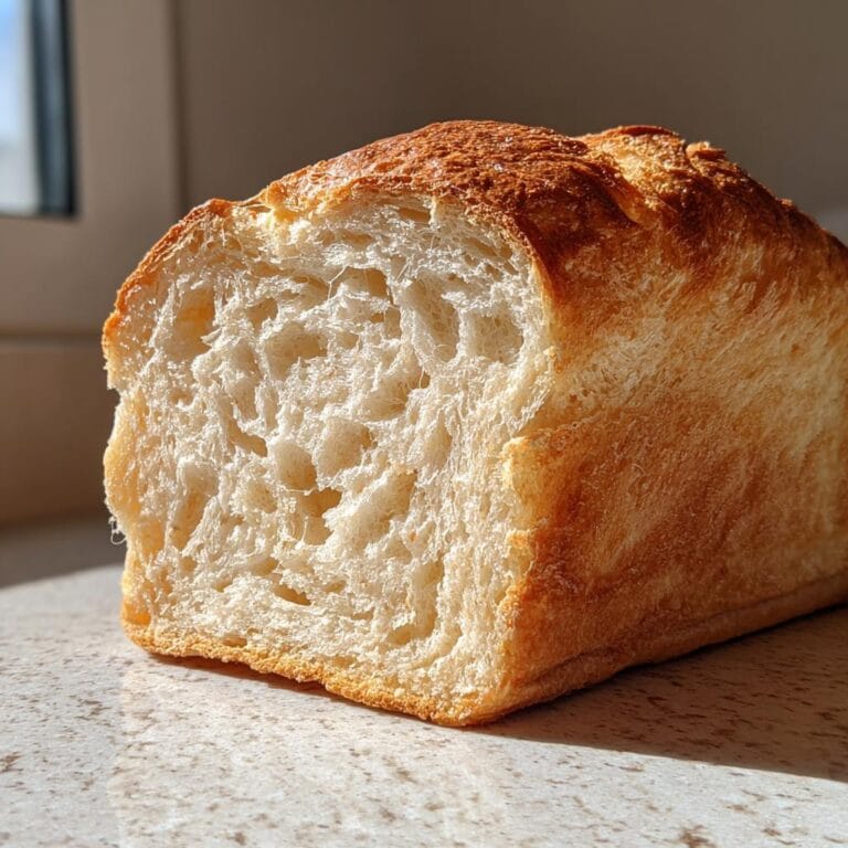 Freshly baked loaf of Zero-Carb Joghurt-Brot Rezept, showing the crumb and golden crust.