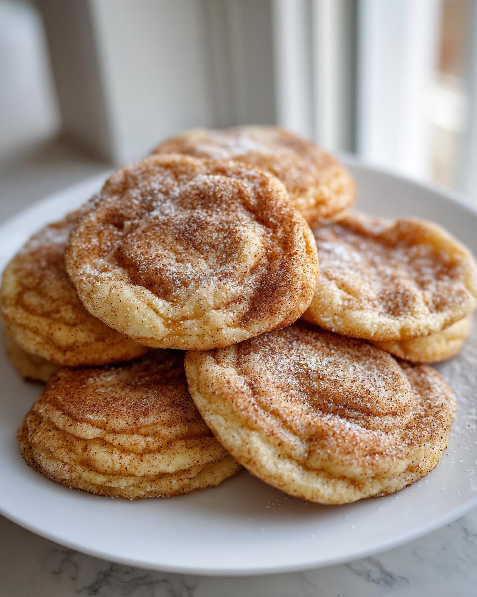 A stack of delicious Apfel Zimt Taler (apple cinnamon coins) cookies on a white plate, dusted with sugar.