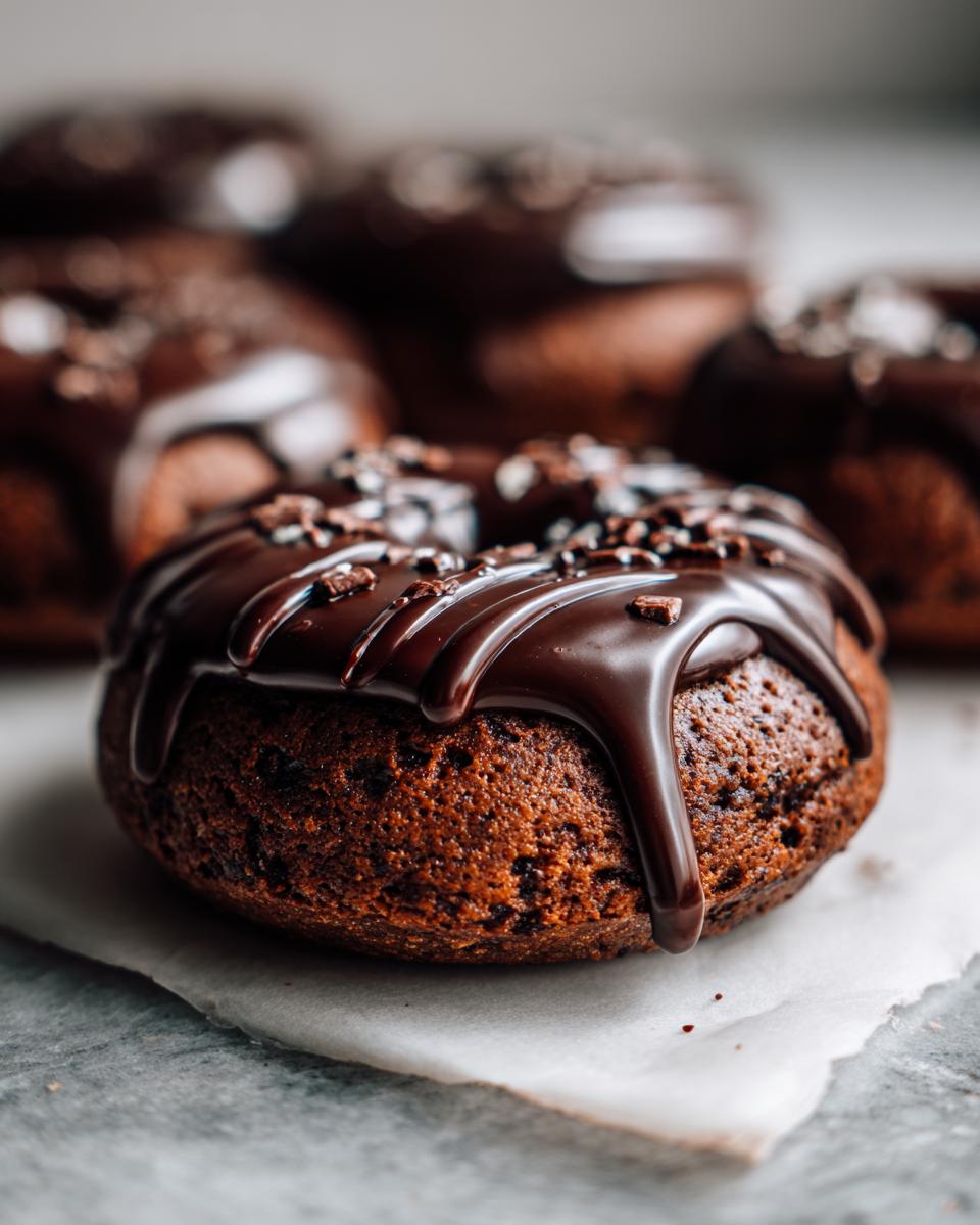 Close-up of a chocolate Amerikaner with dripping glaze and sprinkles, a German treat.