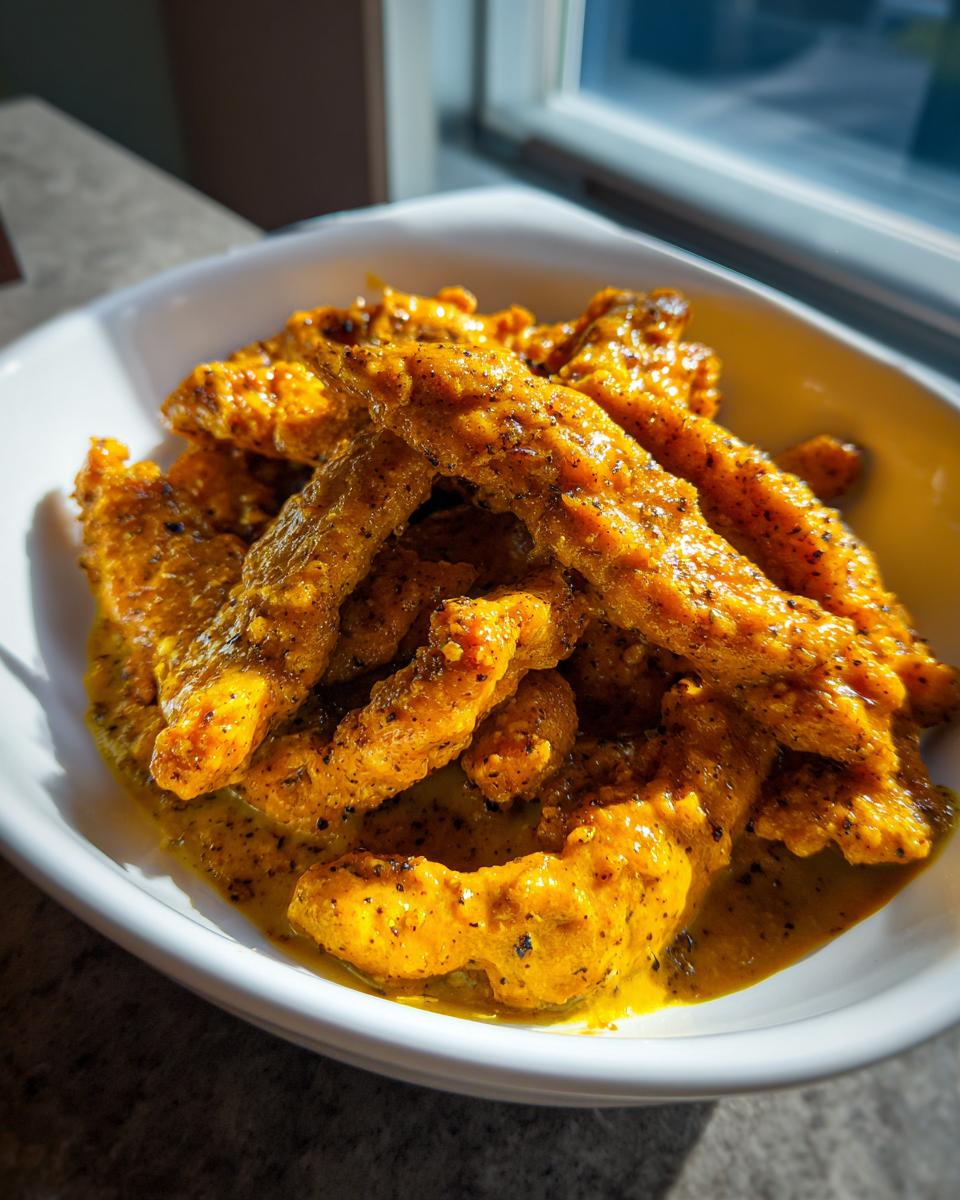 A bowl of creamy Geschnetzeltes in cremiger Currysauce, showcasing the tender meat and rich curry sauce.