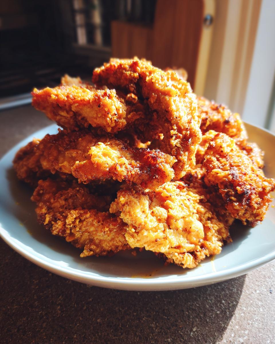 Golden-brown Geschnetzeltes in cremiger Currysauce, piled on a plate, ready to be served.