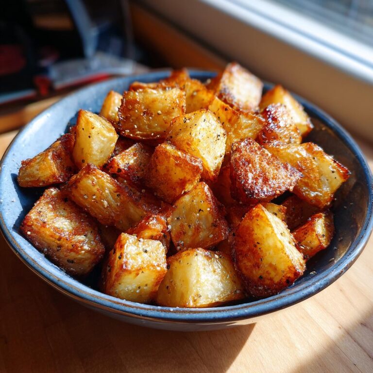 Bowl of Gesunde Bratkartoffeln aus der Heißluftfritteuse, golden brown and seasoned.