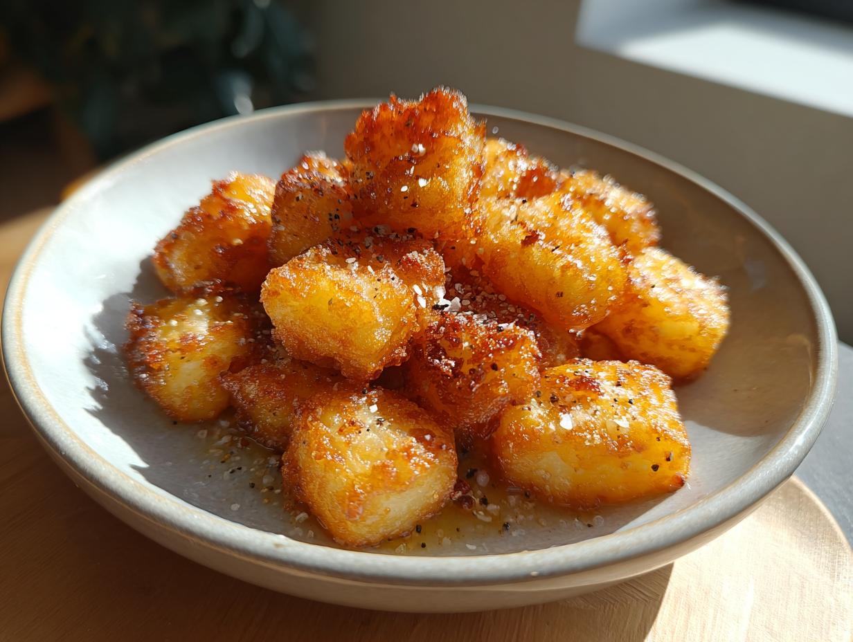 Close-up of Gesunde Bratkartoffeln aus der Heißluftfritteuse, golden and crispy in a bowl.