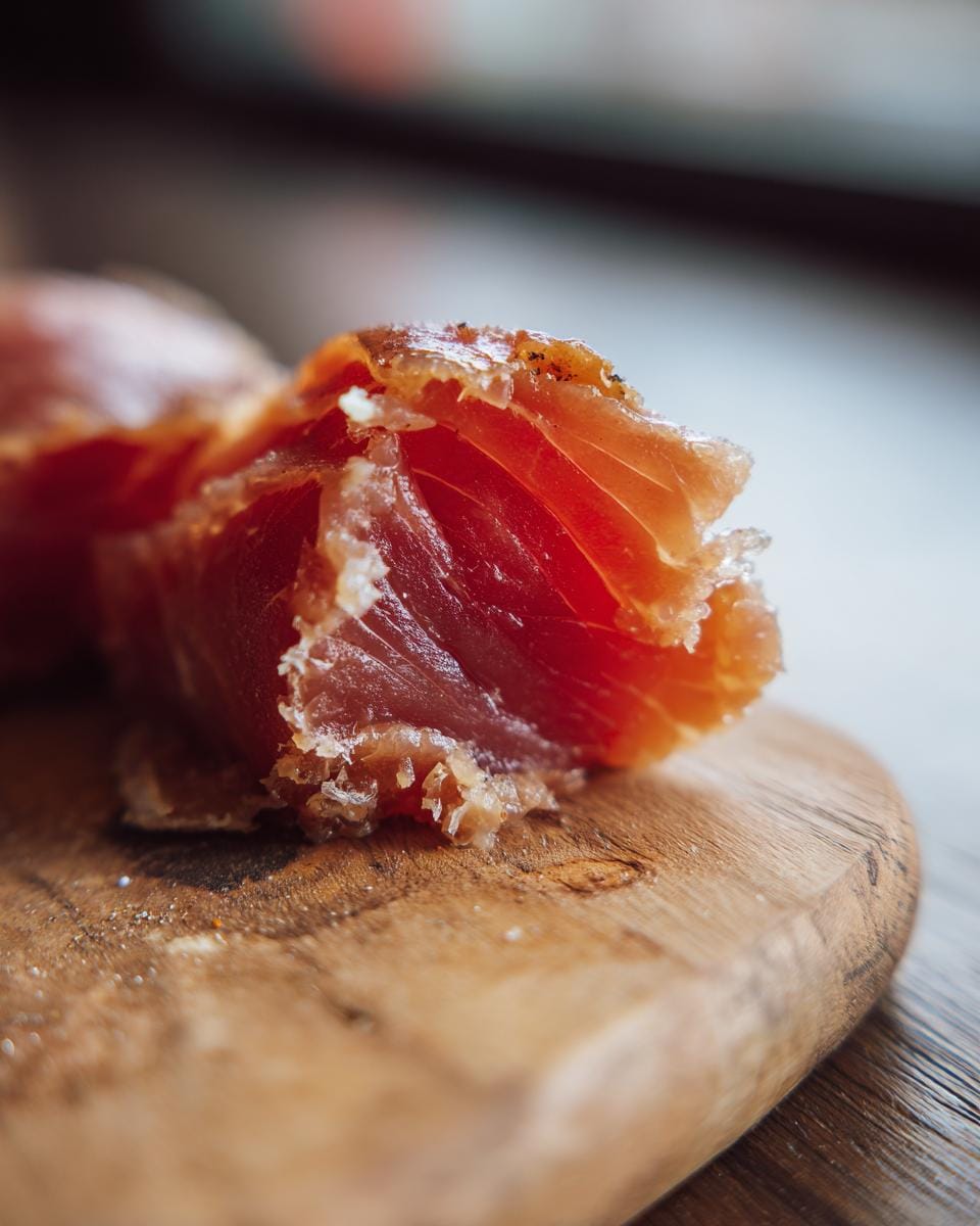 Close-up of a key ingredient for a Gesunder Thunfisch-Wrap on a wooden board.