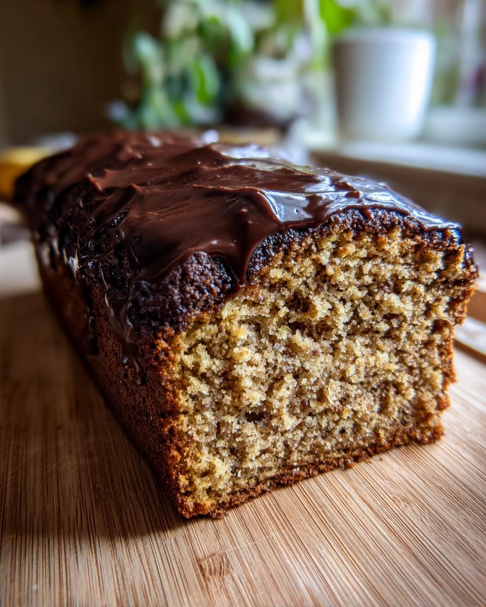 Close-up of a delectable Haselnuss – Schnitten cake with chocolate ganache on a wooden board.