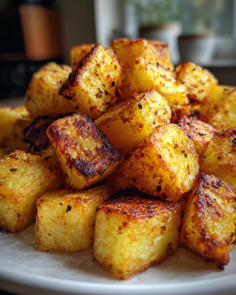 Close-up of golden Knusprige Heißluftfritteusen-Kartoffeln, perfectly crispy and seasoned.