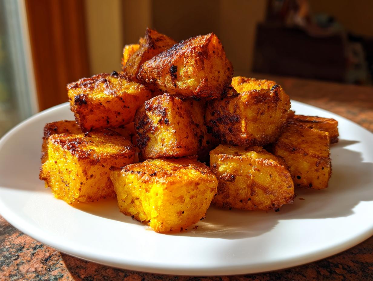 Close-up of a plate of Knusprige Heißluftfritteusen-Kartoffeln (crispy air fryer potatoes).