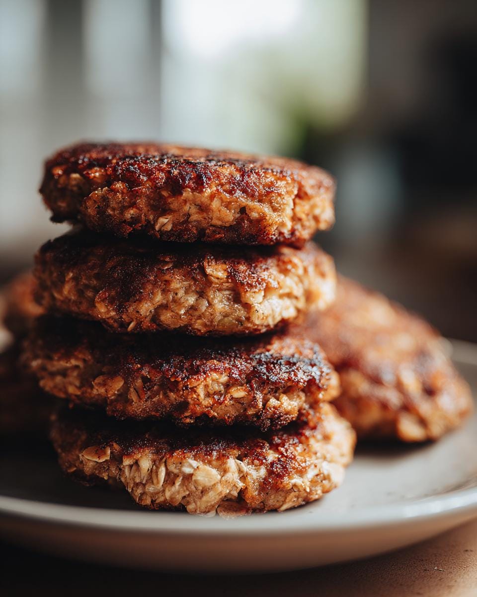A stack of freshly cooked Quark-Taler mit Haferflocken (quark pancakes with oats) on a plate, ready to eat.