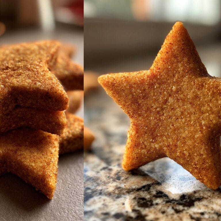 Close-up of Saftige Zimtsterne einfach und schnell backen, showcasing their texture and star shape.