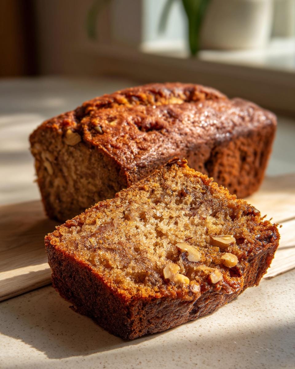 A slice of Saftiger Nusskuchen ohne Mehl, showcasing the moist texture and nuts.